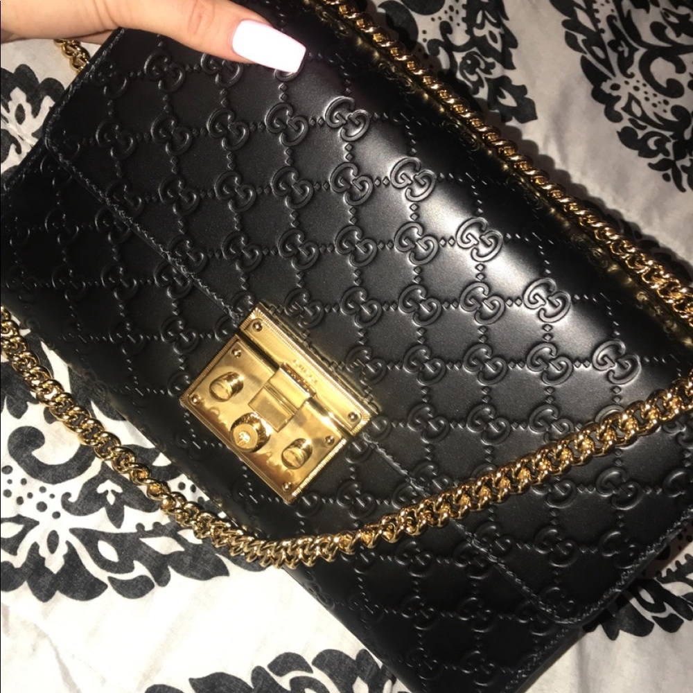 Gucci black pad lock bag
